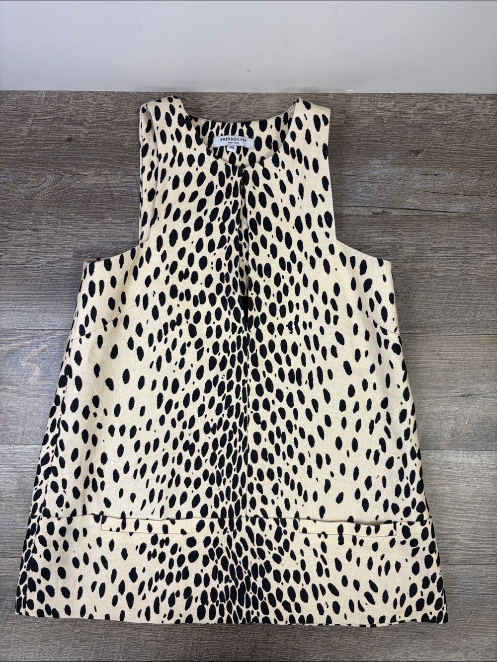 Emerson Fry New York Leopard Print Linen Tunic Dress XS Made in USA